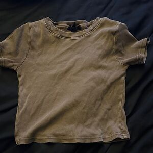 Forever 21 Kids Brown Ribbed Short Sleeve Tee
